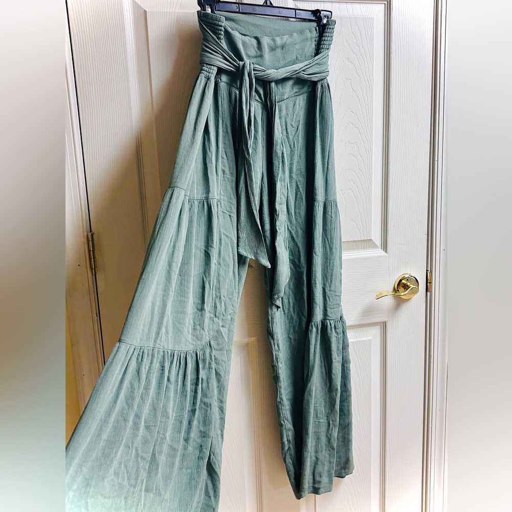 Lux Sage Wide-Leg Jumpsuit
